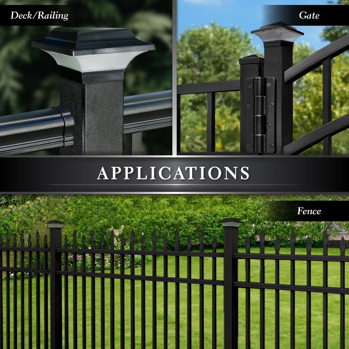 Classy Caps™ 2.5"X2.5" Black Aluminum Imperial Solar Post Cap