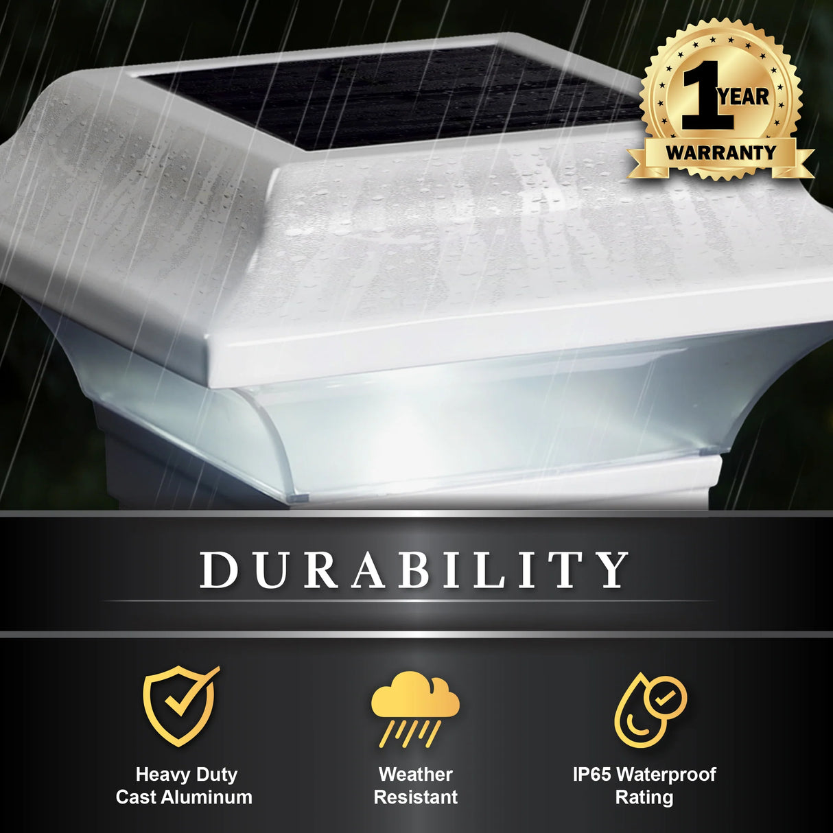 Classy Caps™ 2.5"X2.5" White Aluminum Imperial Solar Post Cap