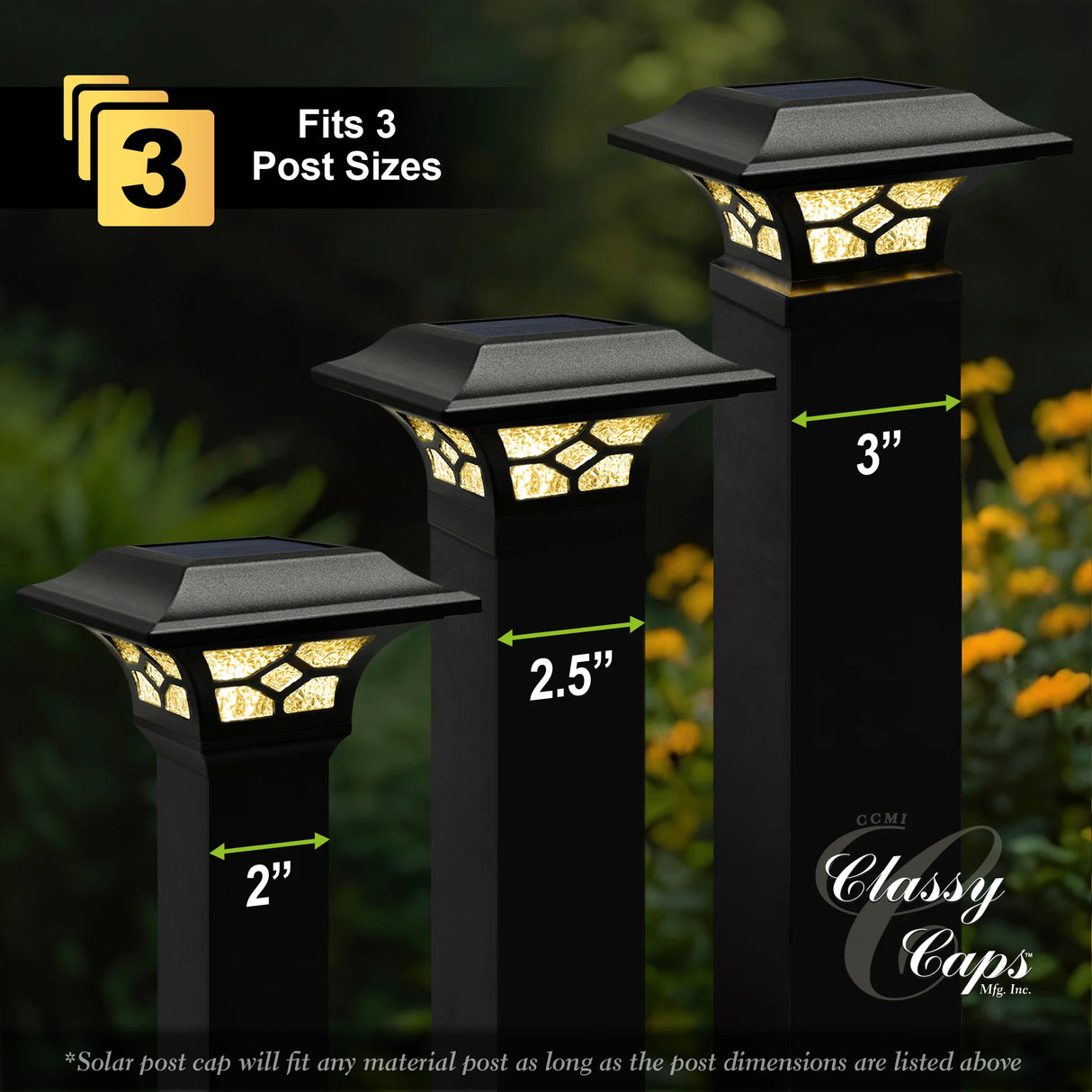 Classy Caps™ Kingston Dual Lighted Solar Post Cap - Black