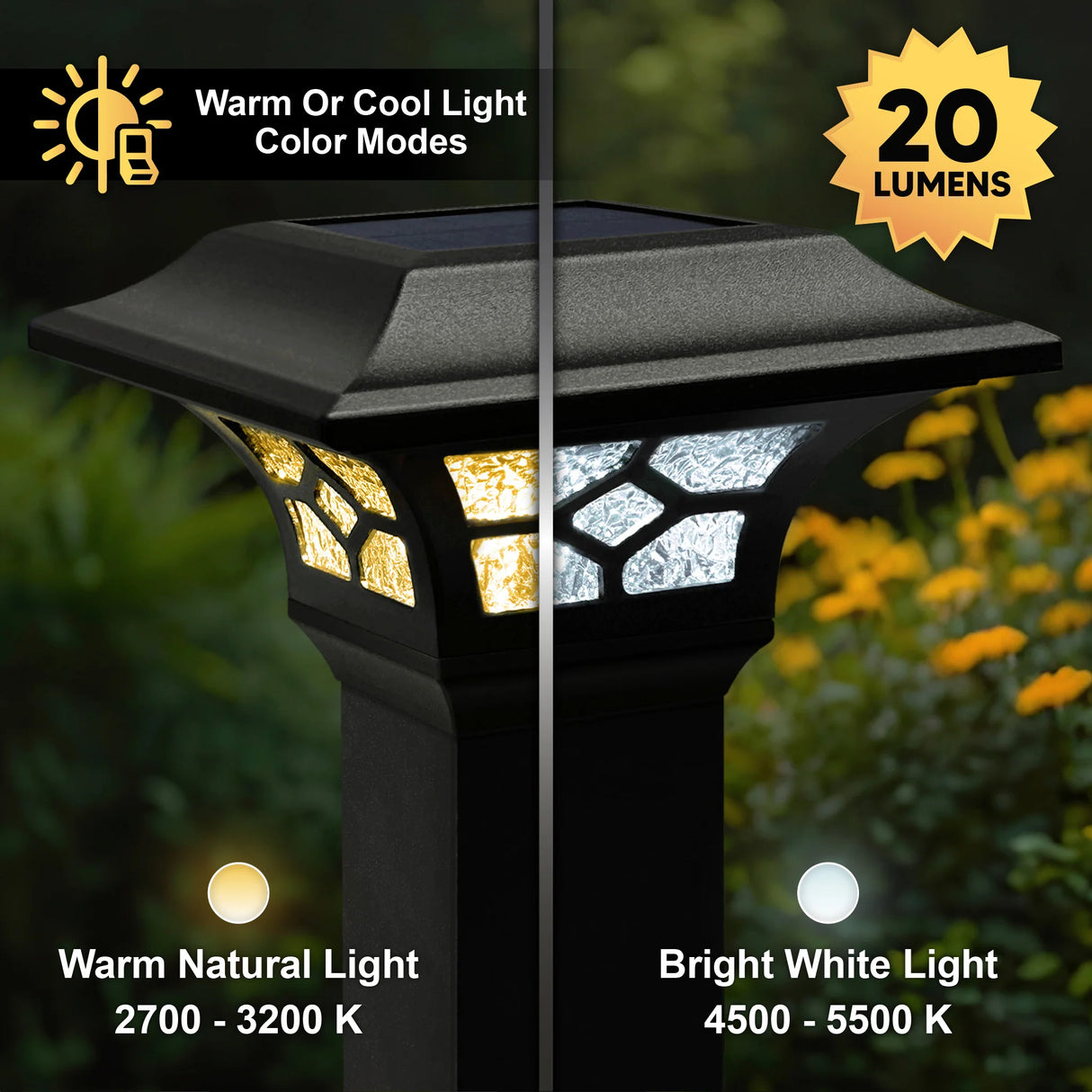 Classy Caps™ Kingston Dual Lighted Solar Post Cap - Black