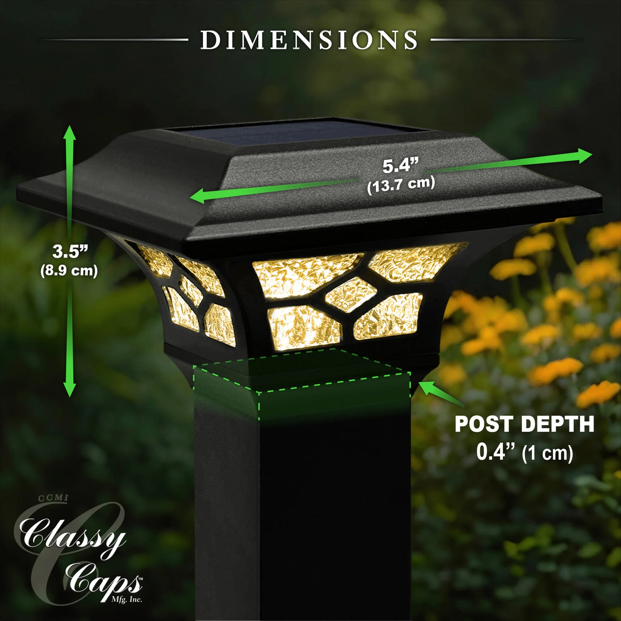 Classy Caps™ Kingston Dual Lighted Solar Post Cap - Black