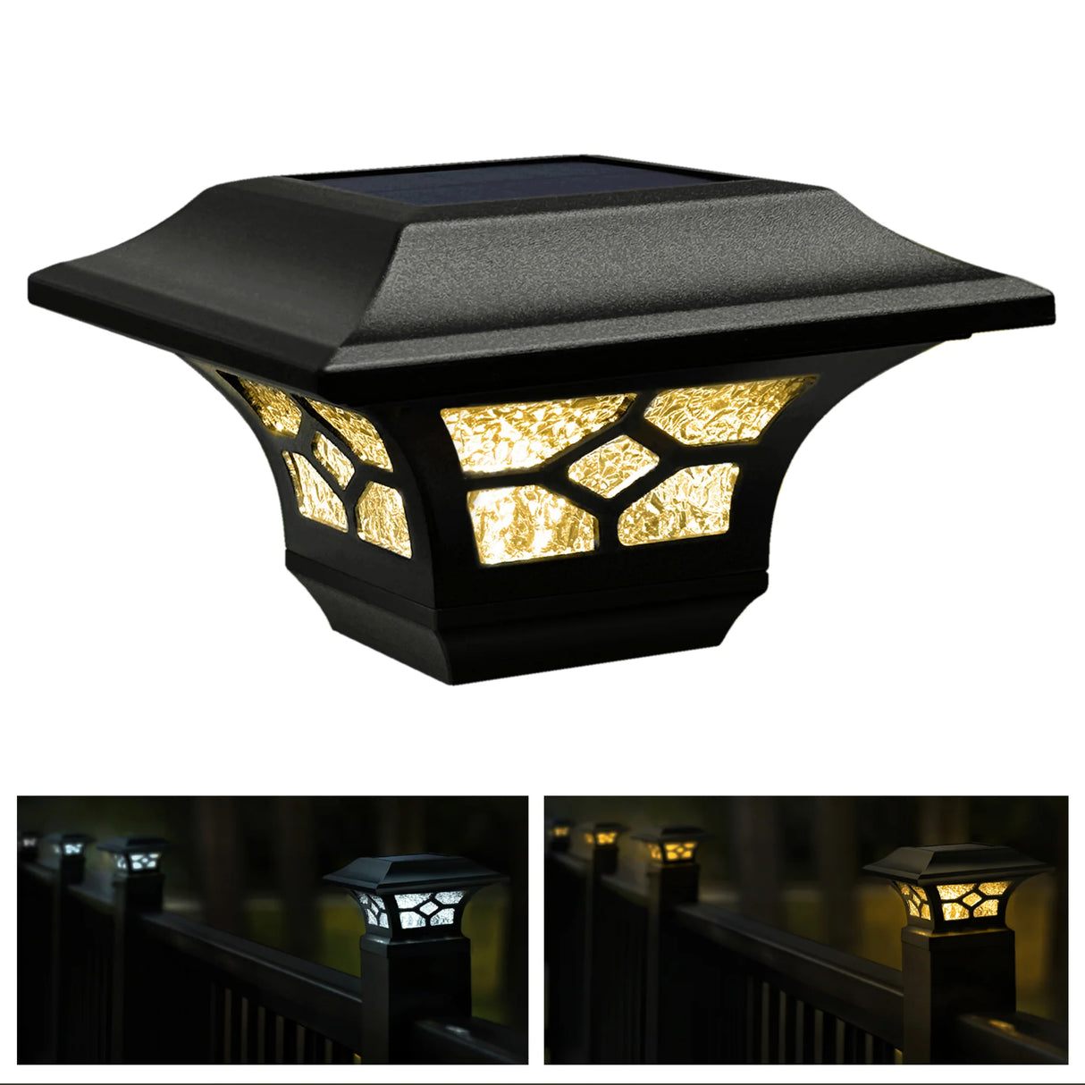 Classy Caps™ Kingston Dual Lighted Solar Post Cap - Black