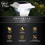 Classy Caps™ 2.5"X2.5" White Aluminum Imperial Solar Post Cap