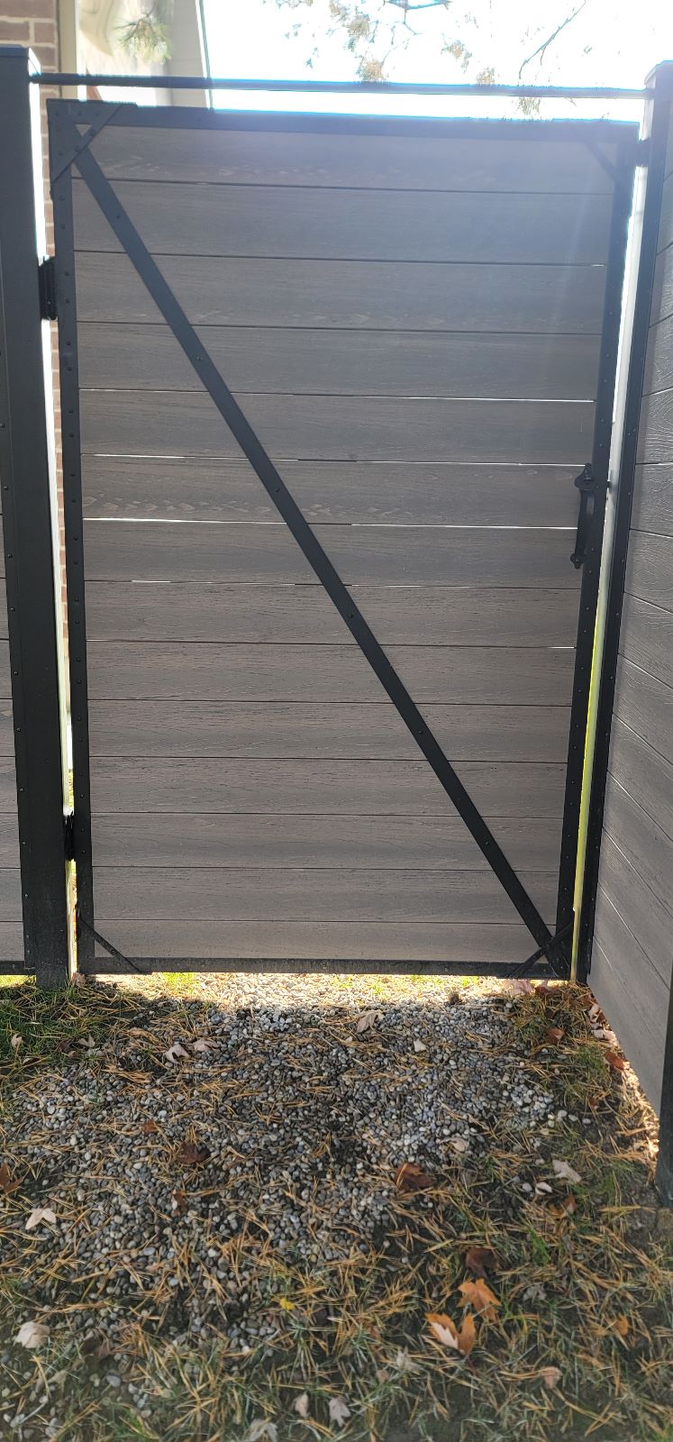 Quincaillerie de porte pour clôture composite